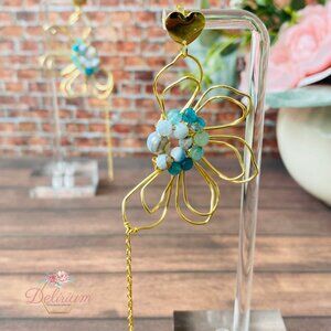 Handmade Gold drop floral earrings
